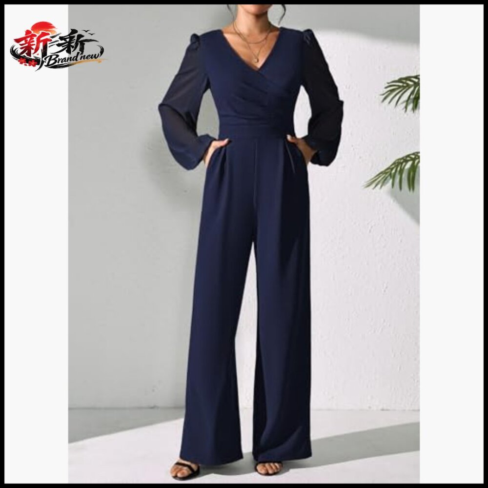 Polyester Blend Jumpsuit with Patchwork Chiffon S… - image 5